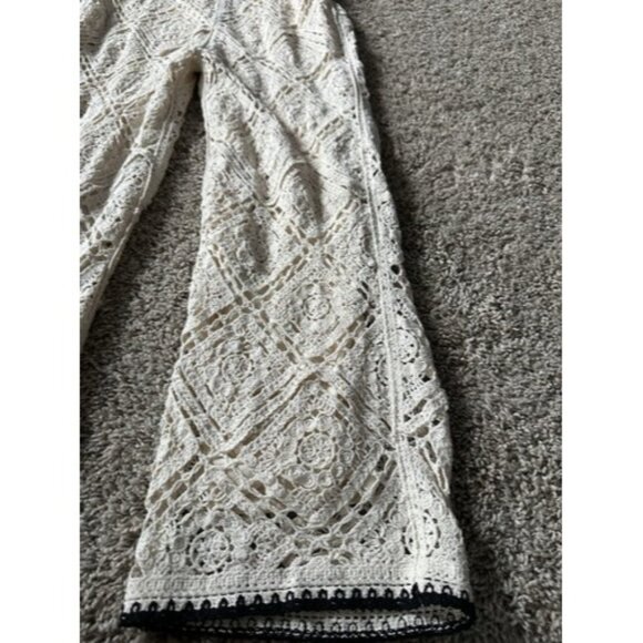 Ultra Pink Crohet Lined Pants Costal Boho Elastic Wasit Size Small Beach Pull On - Picture 2 of 13